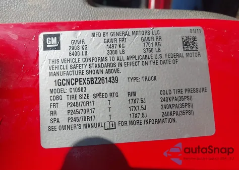 2011 Chevrolet Silverado 1500 Work Truck z USA, uszkodzony, nr VIN 1GCNCPEX4BZ450907